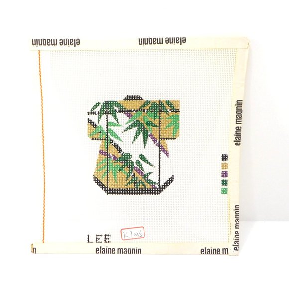 Lee Designs Bamboo Design Petite Kimono Needlepoint Canvas Hand Painted 18ct - Picture 2 of 4